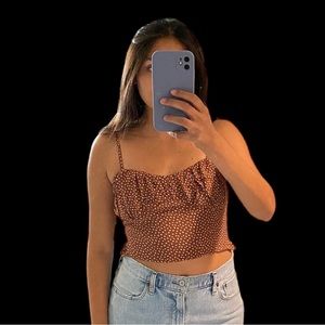 Brown printed crop top